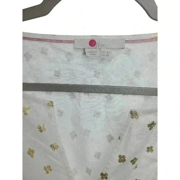 Boden Kelsey Linen Tunic Dress White & Gold US Size 6R - Picture 3 of 8